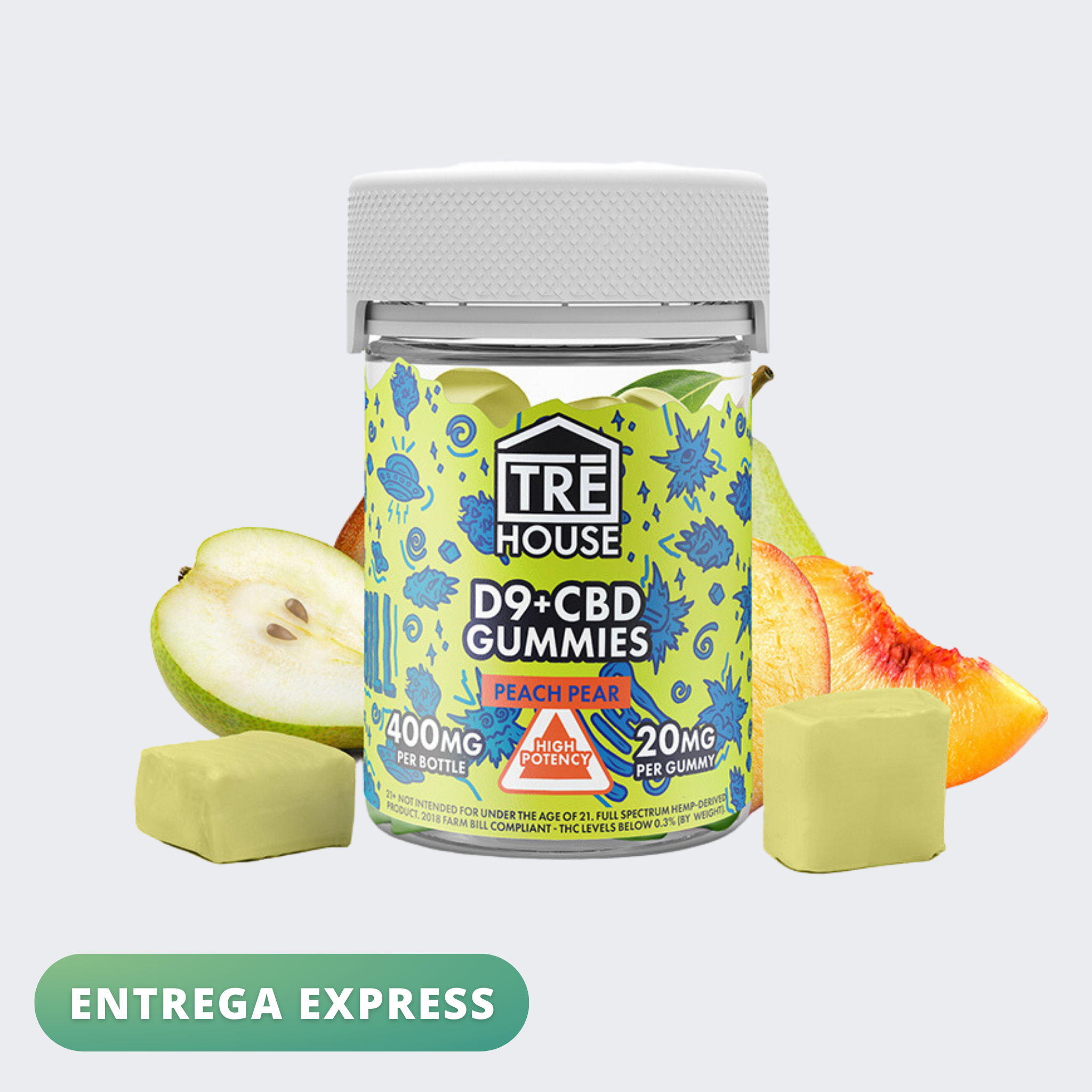 Gomitas Peach Pear  Delta 9/CBD - Tre House - 20mg por Gomita - Durazno