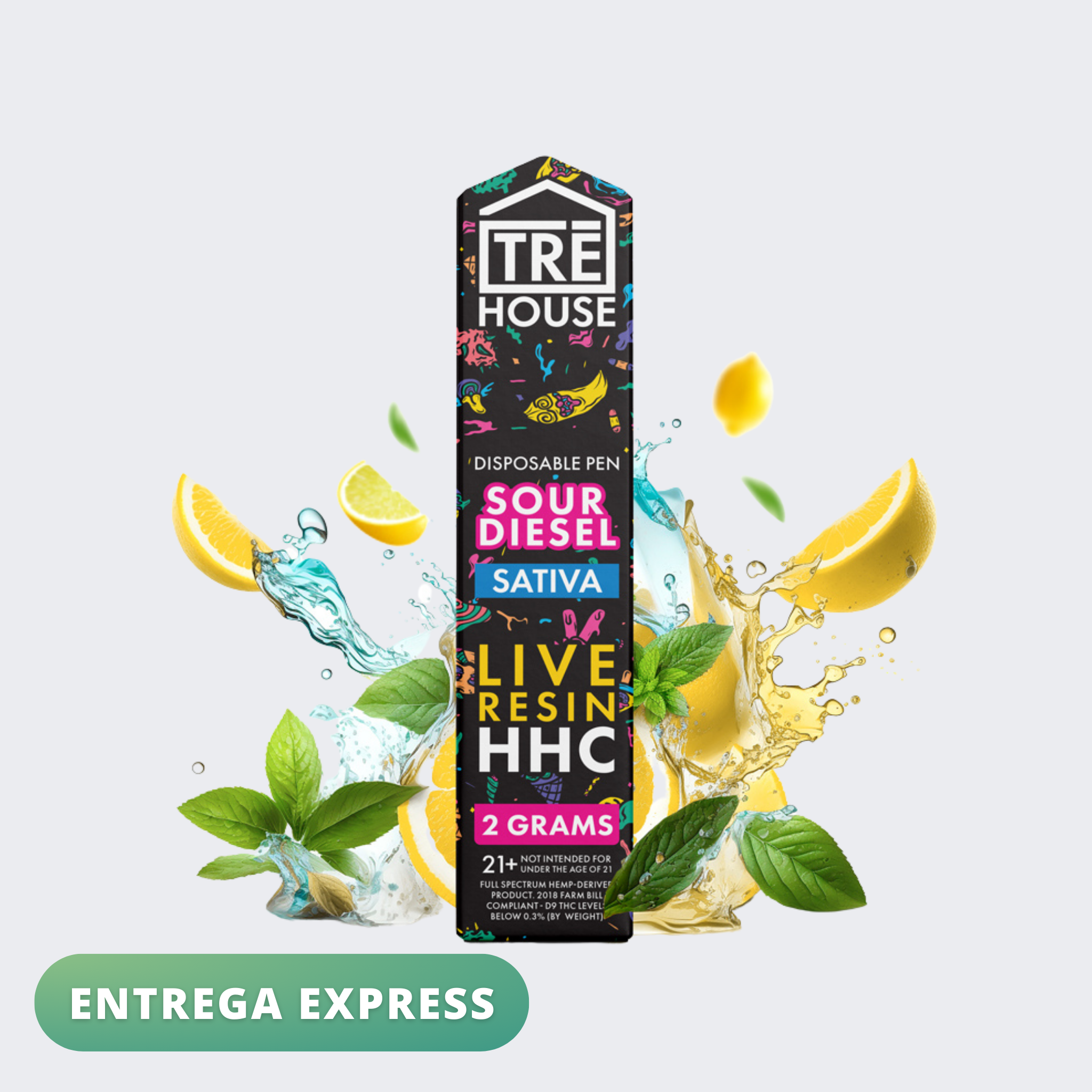 Vape Desechable - Tre House - HHC 2000mg - 2ml - Sour Diesel