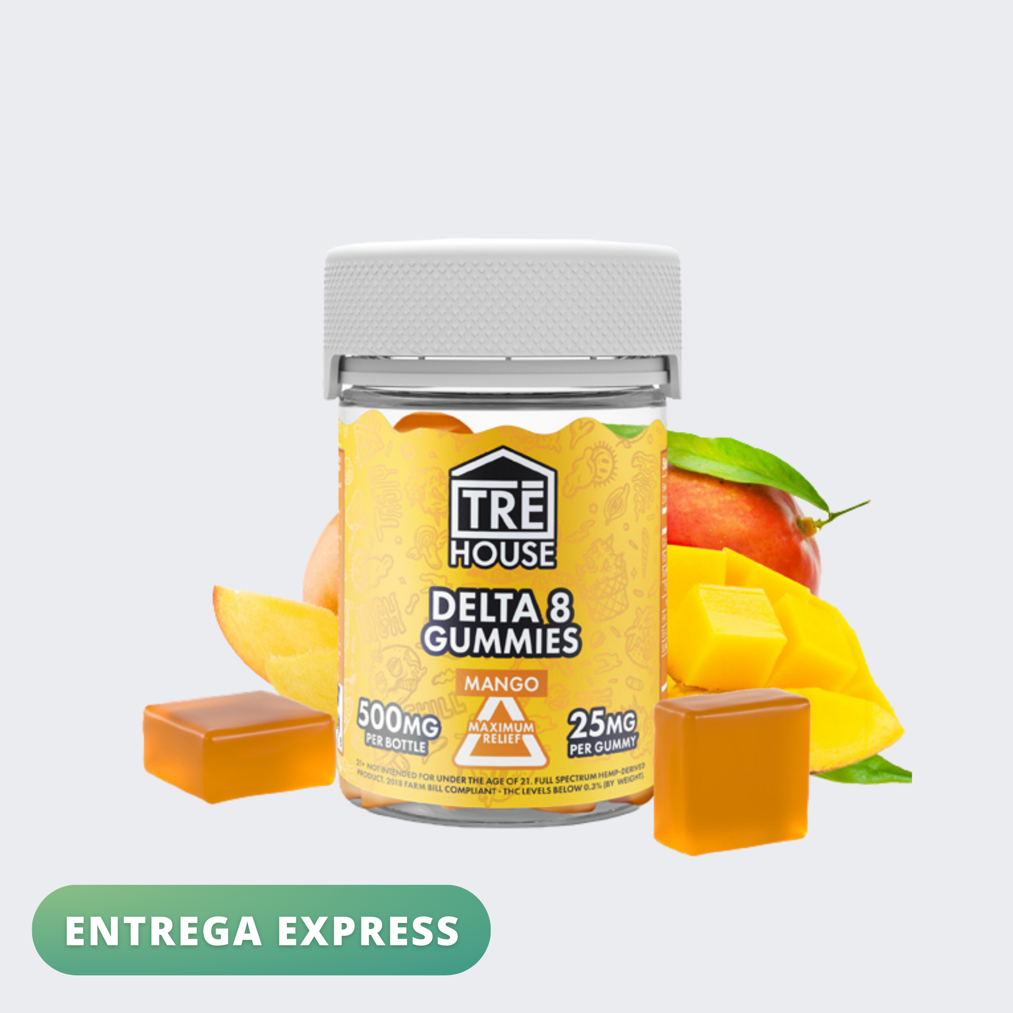 Gomitas Delta 8 - Tre House - 25mg por Gomita - Mango