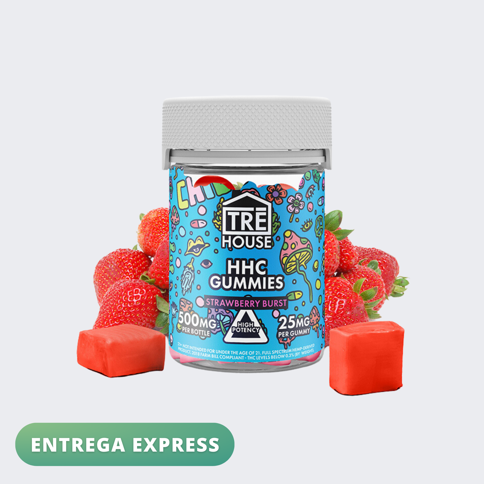 Gomitas Strawberry Burst HHC - Tre House - 25mg por Gomita - Fresa